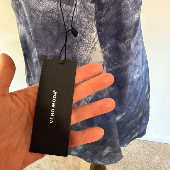 NWT Vero Moda Slip Dress Faux Denim Spaghetti Strap Size Medium Blue Mini - Picture 6 of 12